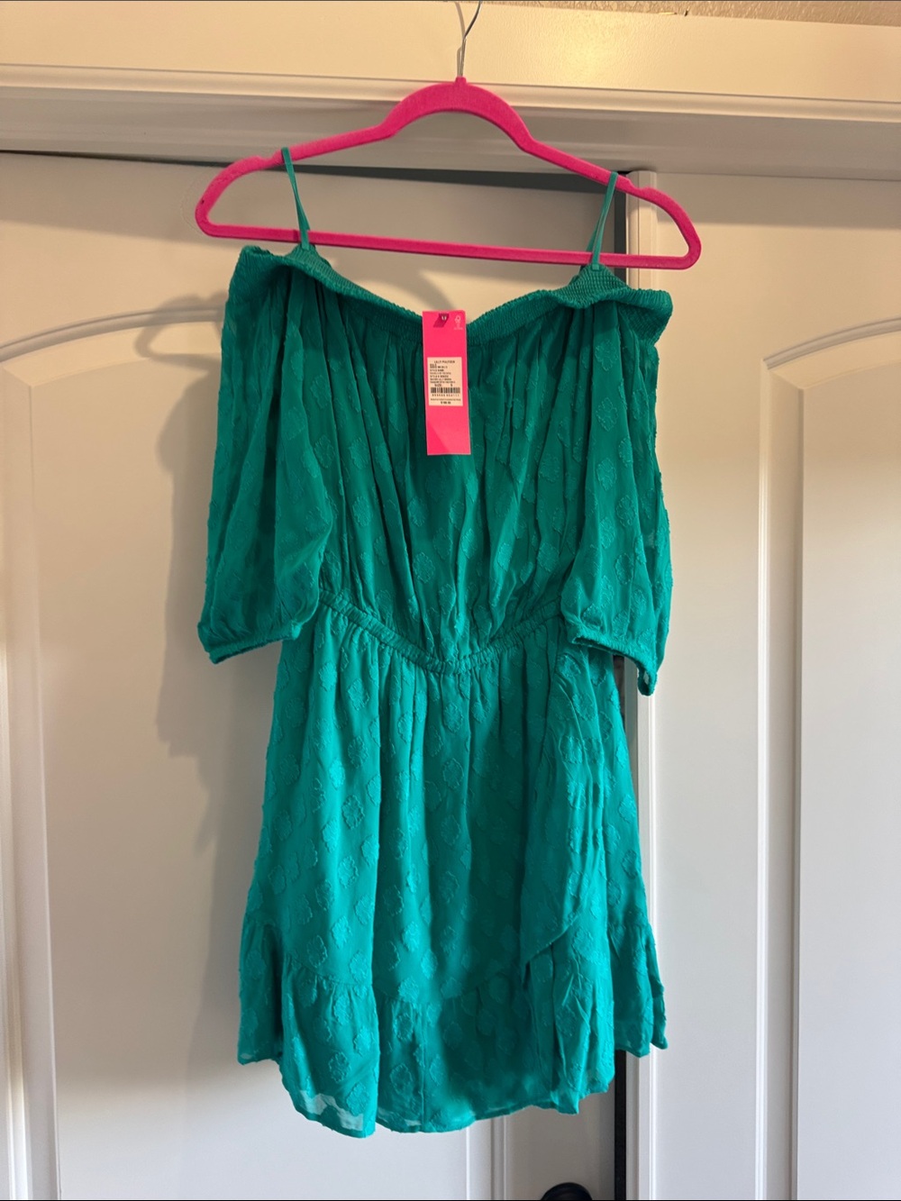NWT Lilly Pulitzer Teal Off-Shoulder Skirted Romper
